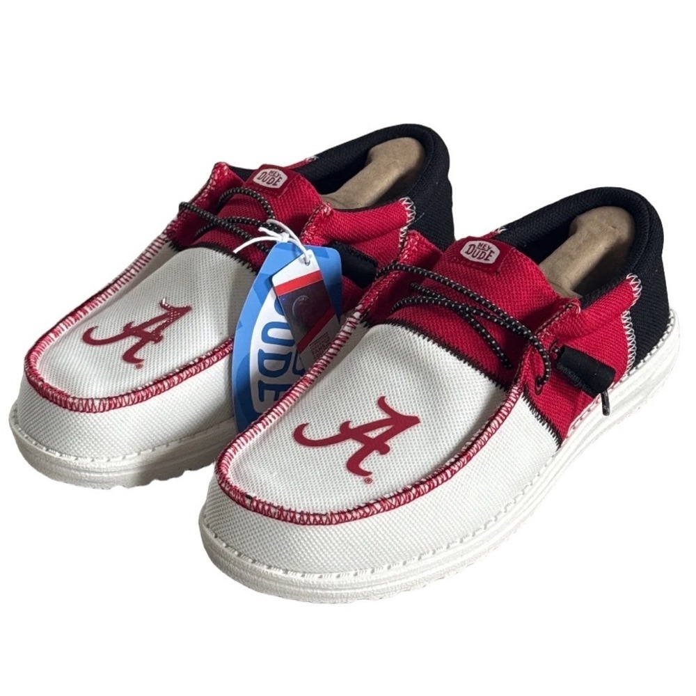 NWT Hey Dude Wally Tri Alabama Crimson Tide Shoes Mens 7 Womens 9 Crimson White